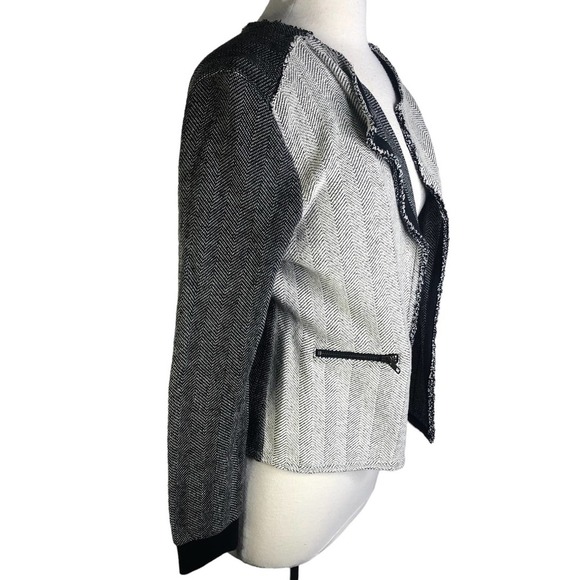 Caslon Casual Open Front Jacket Large Grey White - Picture 2 of 9